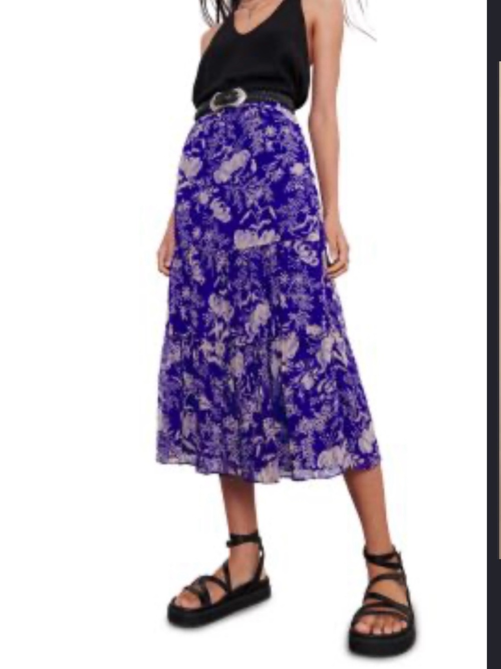 ba&sh Blue Floral Midi Skirt